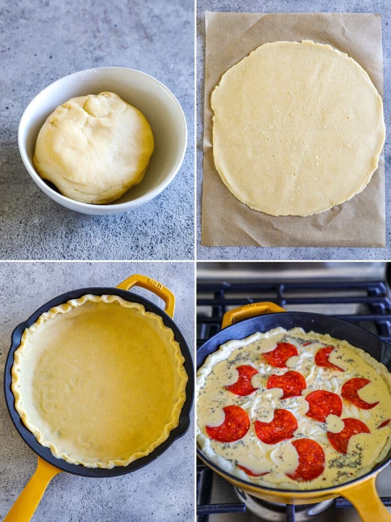 Steps for making homemade pie crust for cast iron quiche