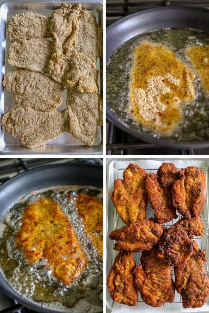 Frying the chicken cutlets