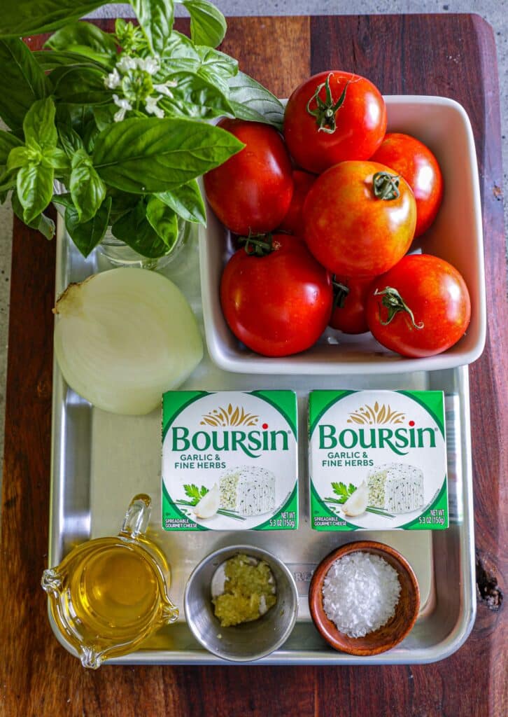 Ingredients needed to make the bruschetta dip 