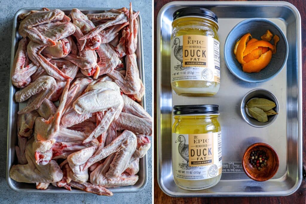 Ingredients used to make smoked duck wings