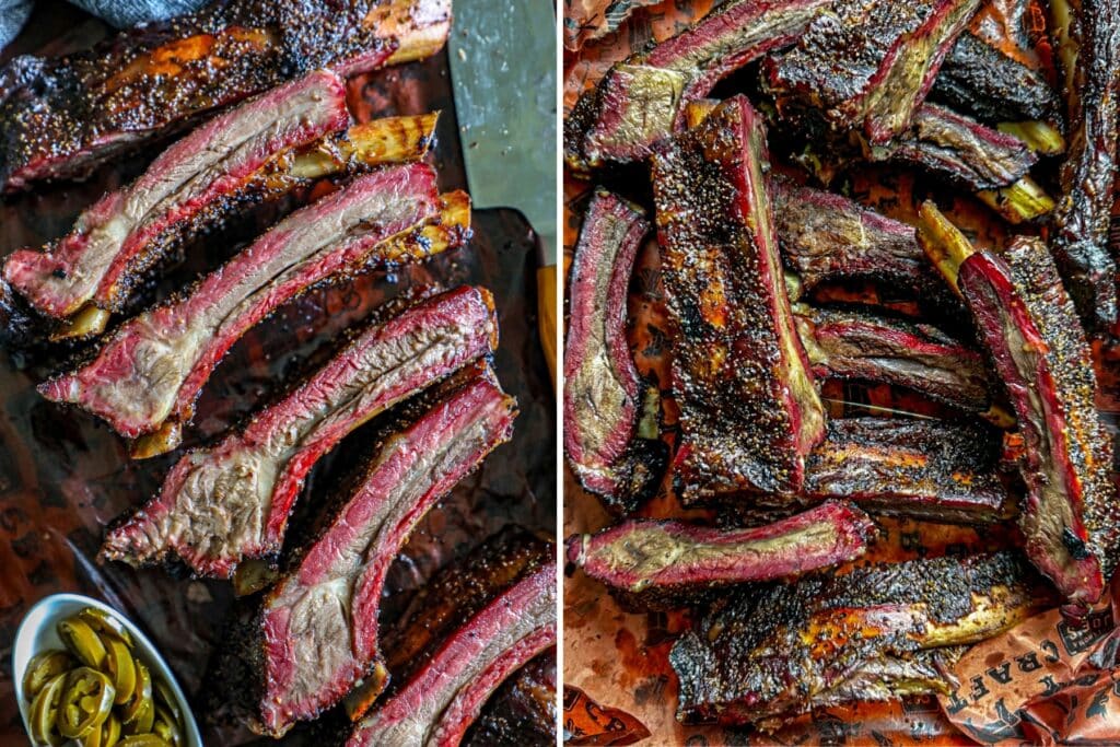 smoked beef back ribs sliced