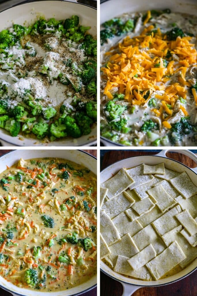 Steps for making Broccoli cheddar chicken pot pie