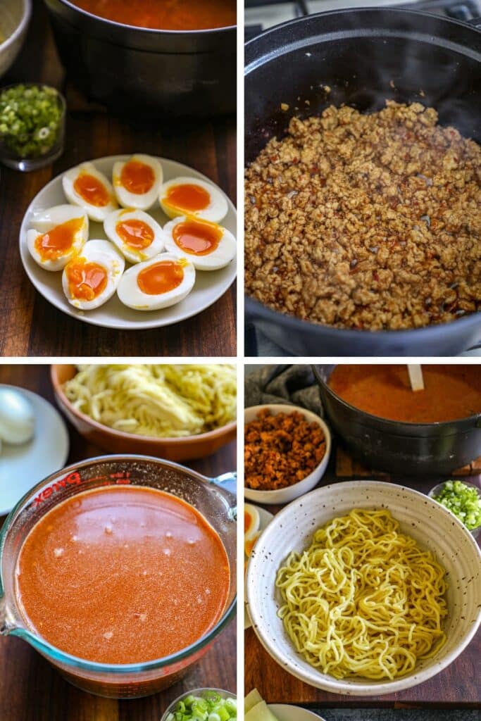 Steps for making Tan Tan Ramen