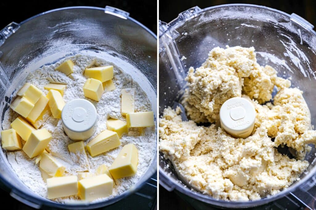 Making the pie dough in a food processor