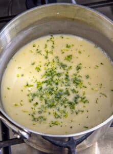 heating the cream and sugar on the stove