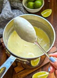 whisked in the lime juice into the cream