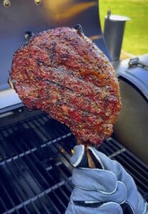 Cooking a tomahawk steak on the Canyon Combo