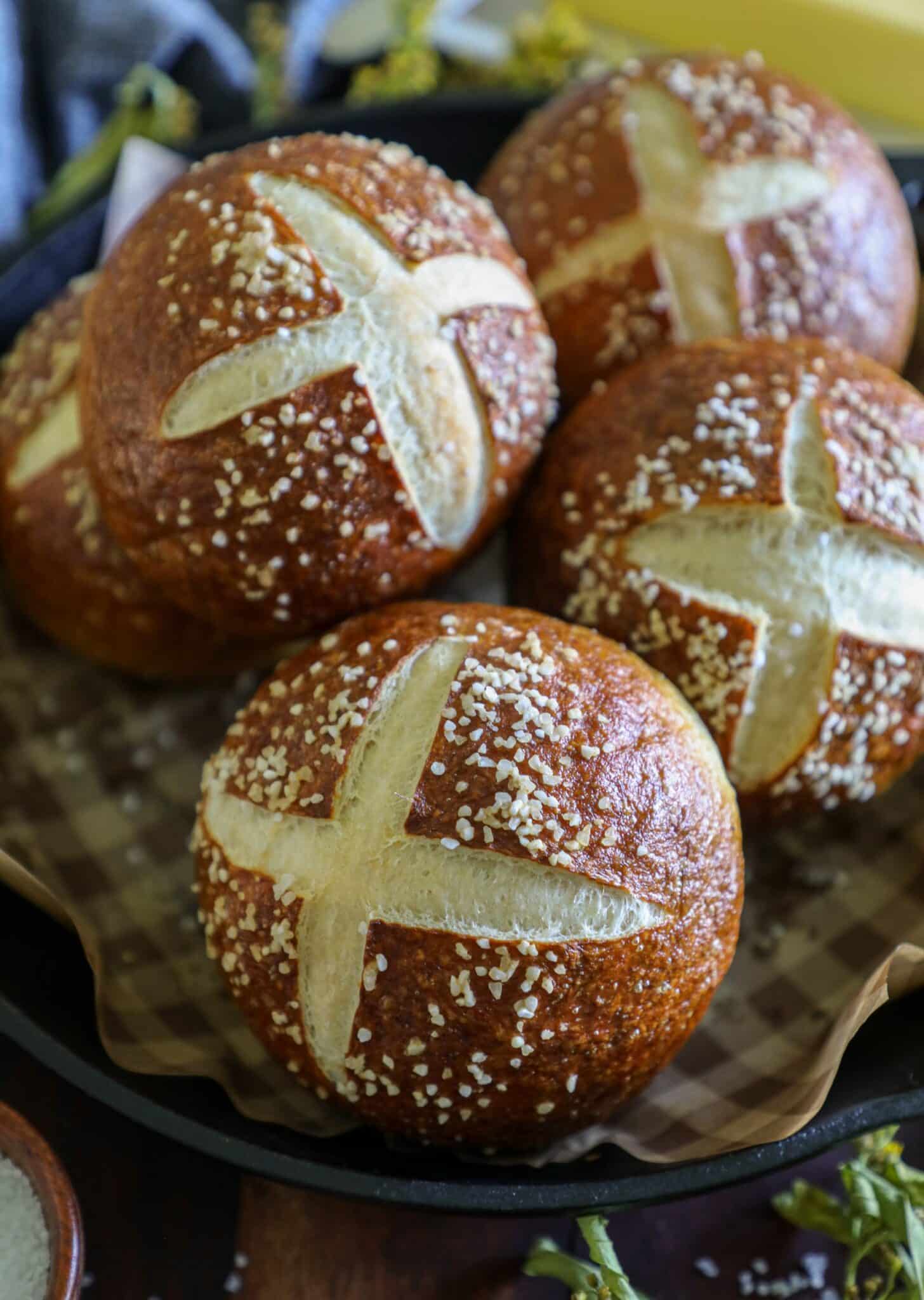 Homemade Pretzel Buns Recipe